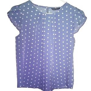 SHEIN Gray White Polka Dot Top Shirt Size M